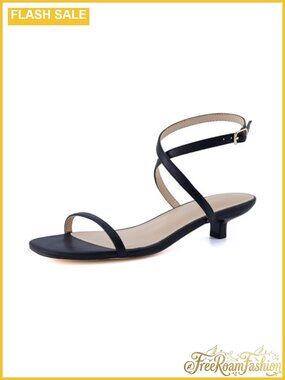 Faux Leather One Band Kitten Heel Ankle Wrap Sandals for Weddings
